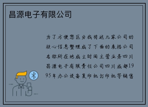 昌源电子有限公司